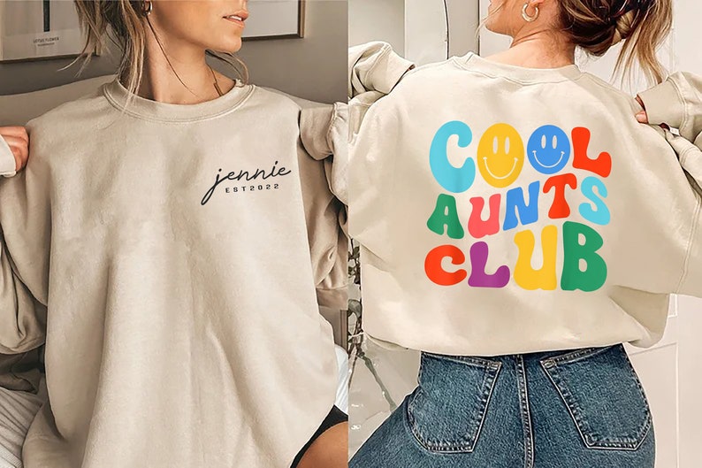 Cool Aunts Club Sweatshirt Custom Cool Aunt Sweater Auntie - Etsy