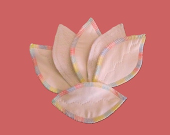 Set of 6 Organic Hemp Fleece, Silk/Wool, Petal Interlabial Pads -  Australian Made