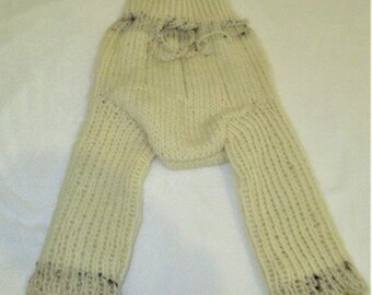 Hand Knitted Pure Wool Soaker/Nappy Cover/Longies (Lanolised) - 0-6mths - OOAK - Australian Made