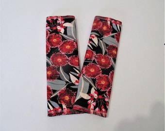 2 x 22cm Jocelyn Proust "Red Eucalyptus" Seatbelt/Strap Covers - Australian Made