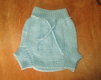 Small Hand Knitted Pure Wool Nappy Cover/Shorties (Lanolised) - OOAK - Australian Made