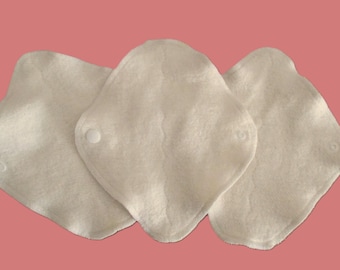 Set of 3 Reusable Organic Hemp Fleece, Wool/Silk Blend Winged Pantyliners - Australian Made