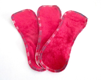 3 x 19cm Slimline Organic Hemp, Bamboo Velour Pantiliners /Wingless Booster/Inserts - Australian Made