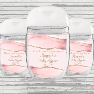 Pink Agate/Marble Themed Baby/Bridal Shower Favor,  HS Label DIGITAL File