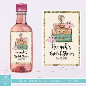 Travel Themed Baby/Bridal Shower Mini Wine Label, Shower Favor