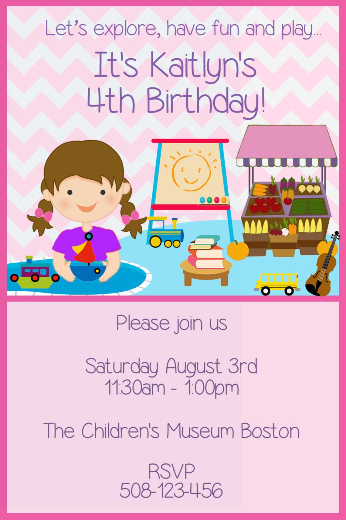Children's Museum Girl Themed DIGITAL Birthday Invitation. Etsy