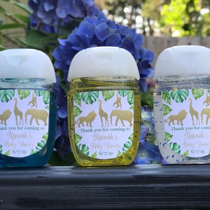 Gold Safari Baby Shower, Jungle Baby Shower Zoo, Wild One, Drive By/Virtual Baby Shower Favor,  HS Label