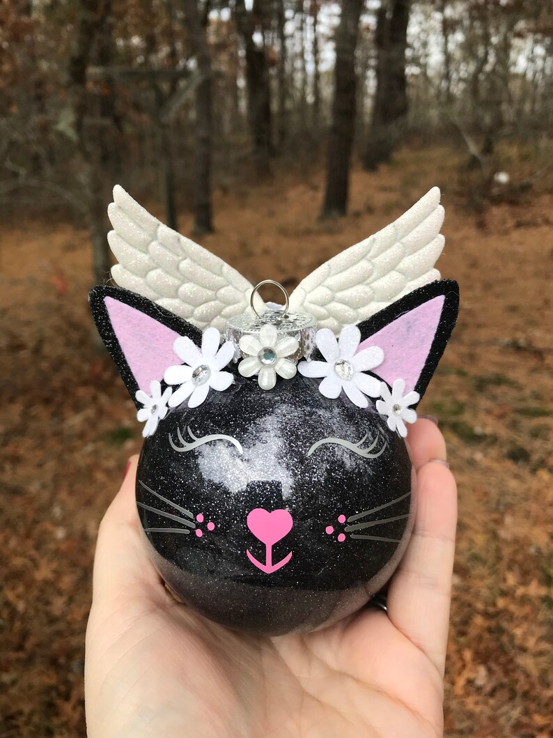 Glitter Cat Ornament Memorial Pet Ornament Holiday Gift Etsy