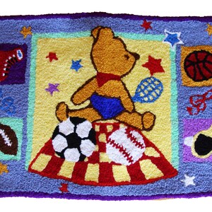 Kids Bear Sports Handmade/Handcrafted Accent Decorative Rugs