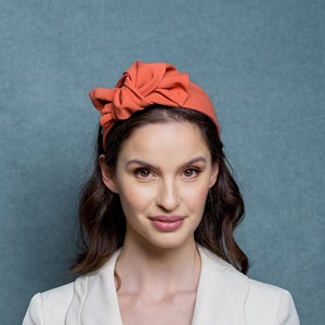 Tangarin color headband, orange headband with decoration, elegant headband with bow
