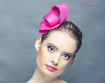 Modern pink fascinator, party fascinator, big pink headbow
