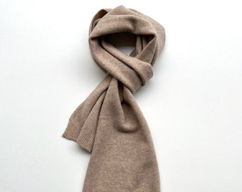 Wool cashmere scarf in beige, beige cashmere winter scarf, wool scarf, beige scarf