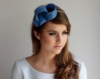 Modern blue fascinator, royal blue headpiece, wedding fascinator, bridesmaid fascinator, simple fascinator