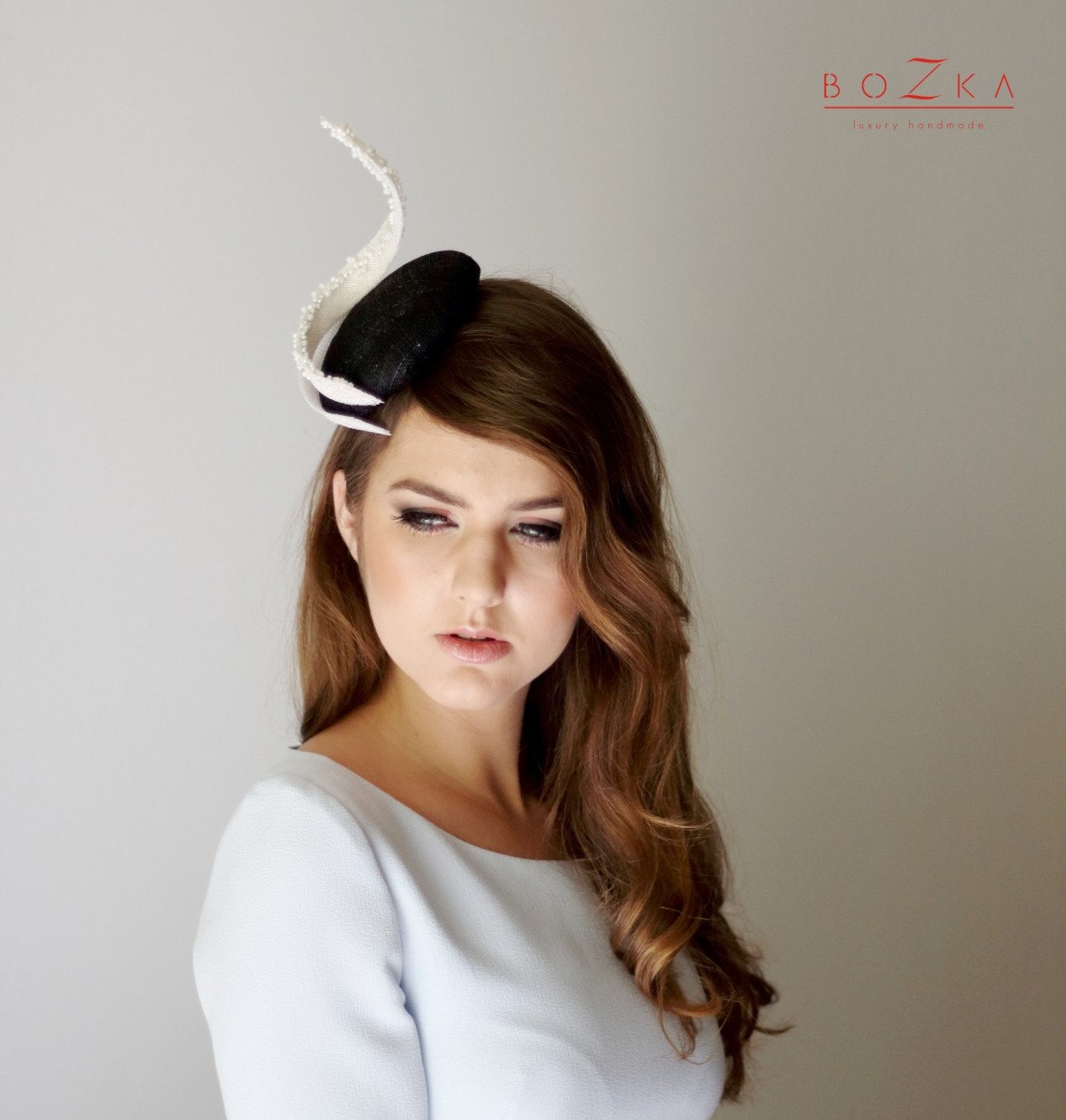 Black Small Pill Box Hat With Ivory Flame and Small Beads Etsy