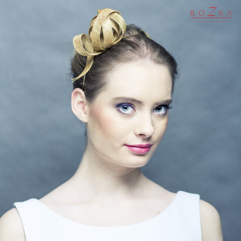 Modern Fascinator Gold Fascinator Small Gold Fascinator Etsy