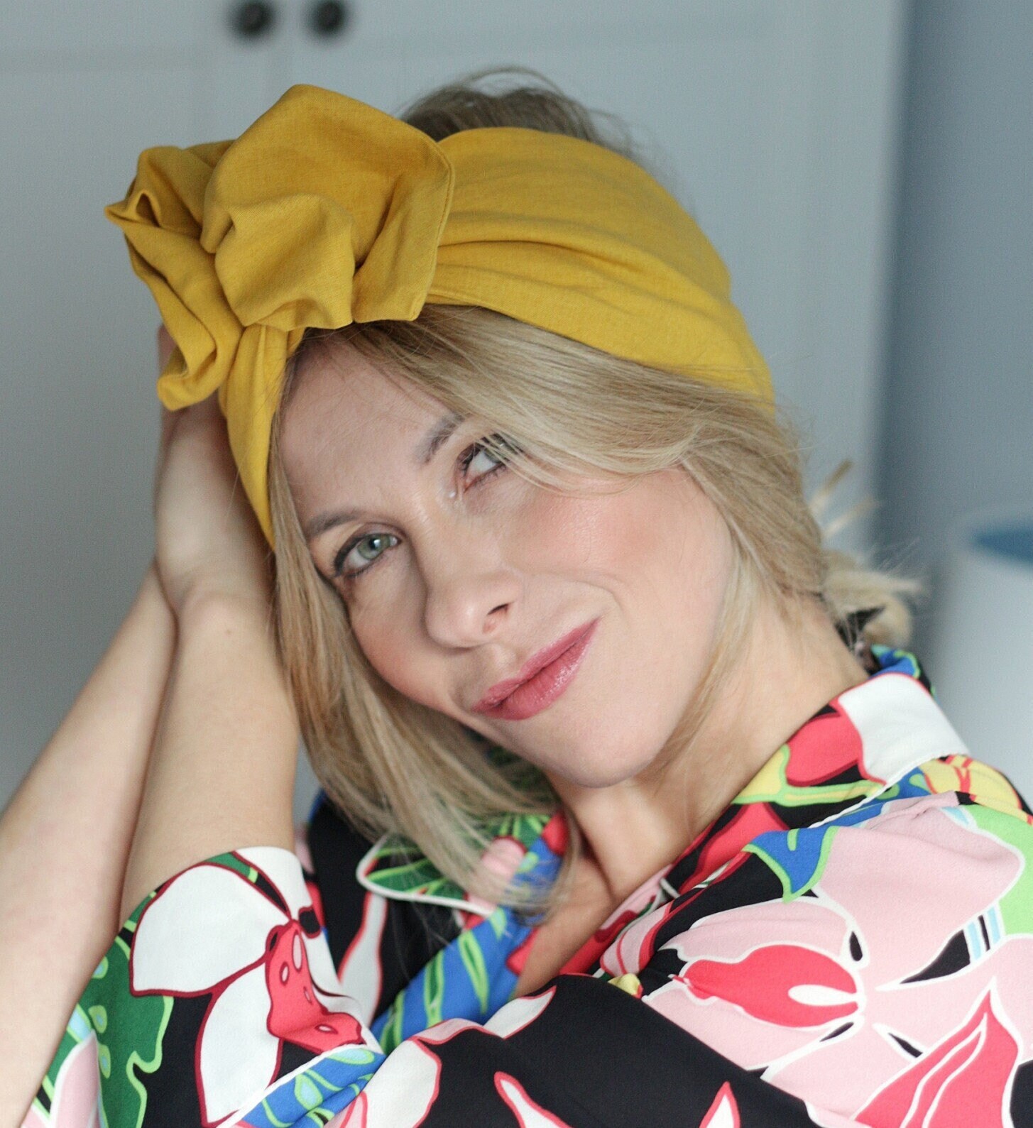 Fascia intrecciata in tessuto di lino giallo, fascia polacca fatta