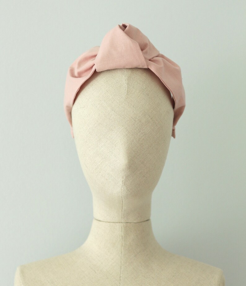 Cotton knot headband, polish eko cotton handmade headband, dirt pink turban headband, summer dirt pink headband image 2