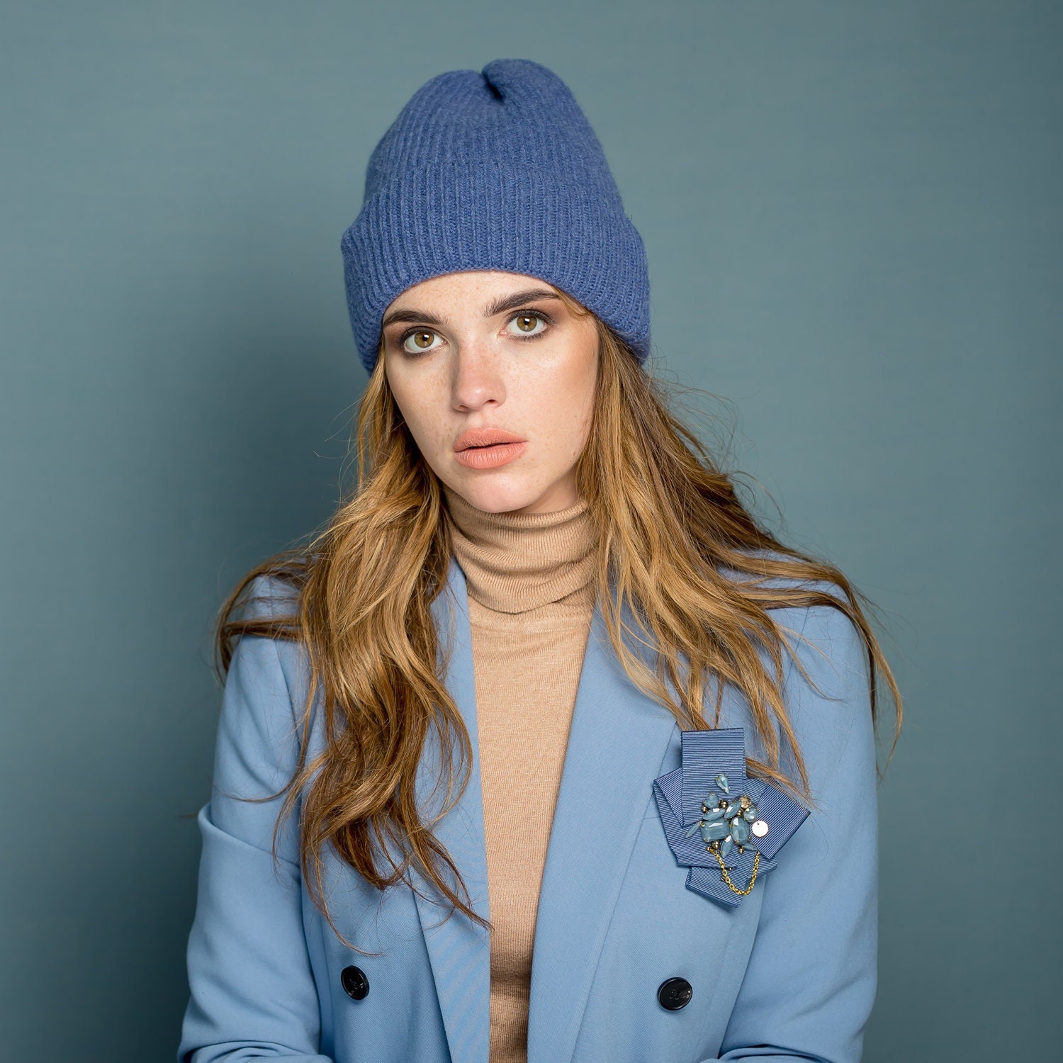 blue winter beanie