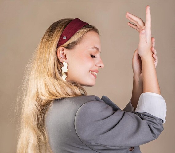 Burgundy Classic Headband , Cocktail Headband, Sparkling  display picture 2