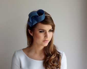 Modern blue fascinator, royal blue headpiece, wedding fascinator, bridesmaid fascinator, simple fascinator