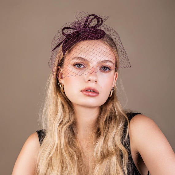 Wool Felt Fascinator Hat with Feather Bow for Cocktail Parties Fascinator Hats for Women Bridal Tea Party Hats 20s 50s  main image 4