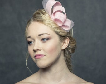 Fascinator made of sinamay and crin,chic and simple headpiece, pink headpiece, party fascinator