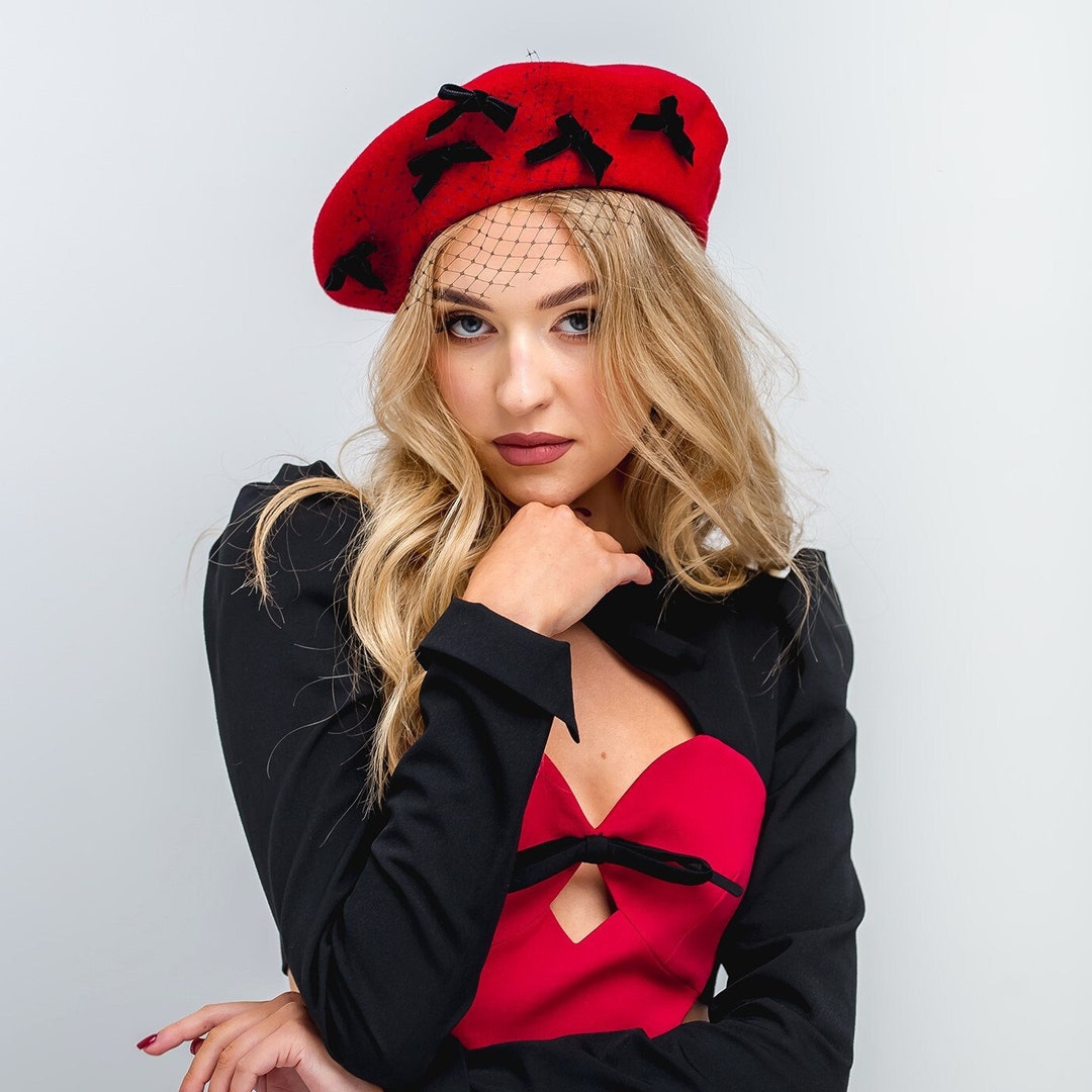Béret Français Rouge En Laine - Taille 54-58 Unisexe - Authentique Look Français