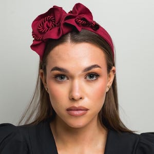Cherry linen headband, linen handmade headband, cherry headband, summer boho headband, casual headband
