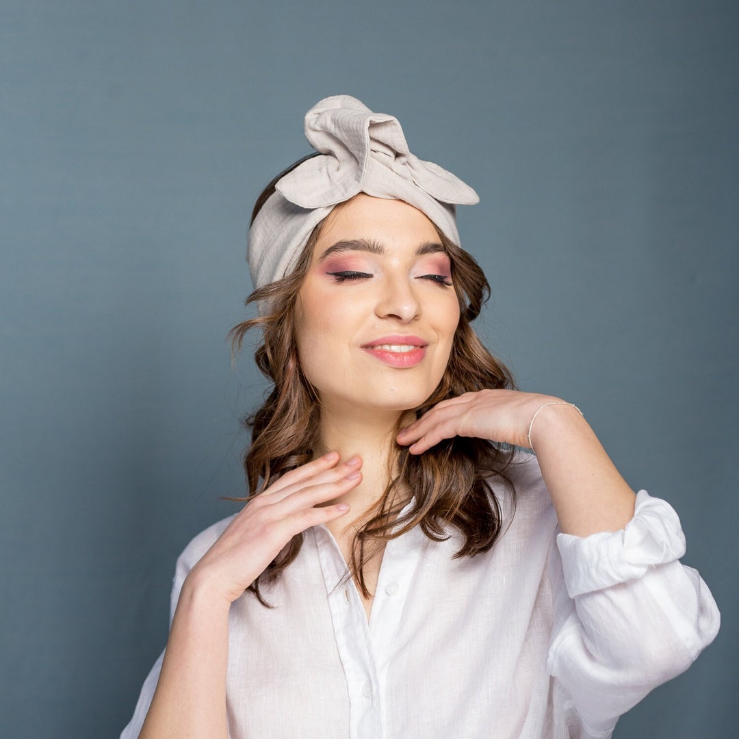 Cotton Taupe Twistband, Polish Eko Cotton Handmade Headband  display picture 2