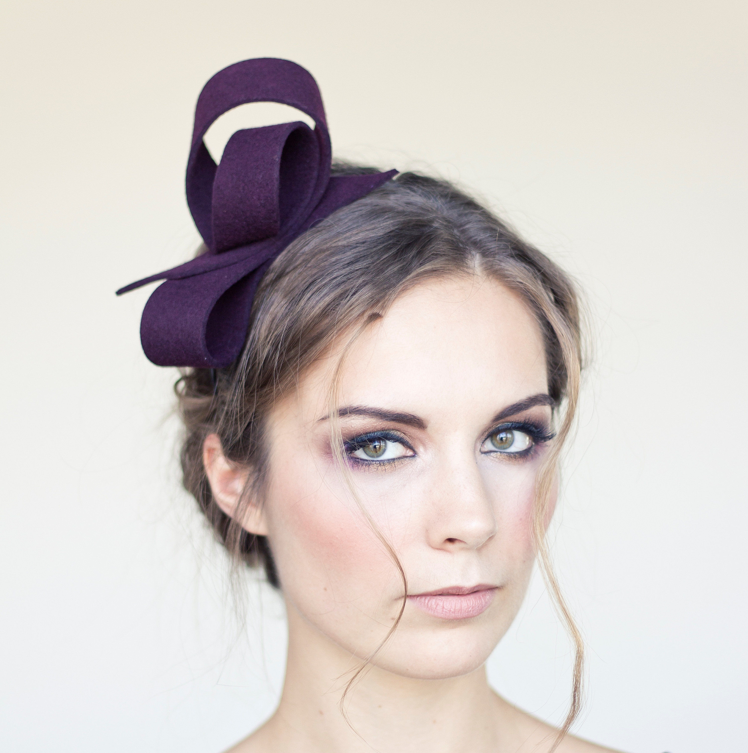 Modern Burgundy Wool Felt Fascinator 