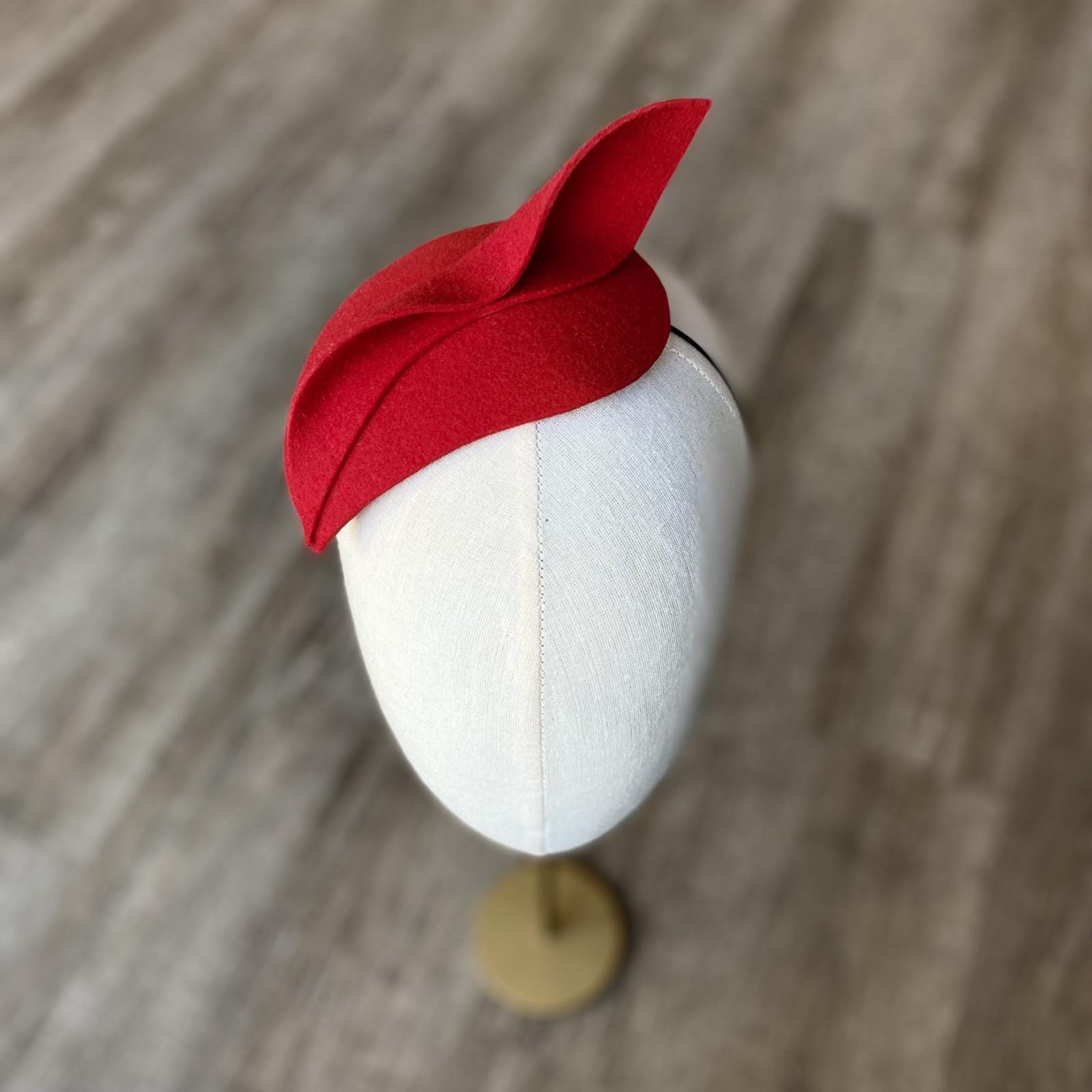Classic Red Wool Bow Fascinator - Women Accessories Red Bow Fascinator - Etsy main image 3