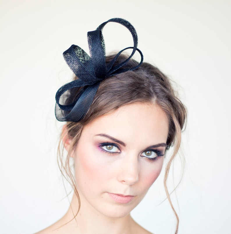 Modern black fascinator, black headpiece, bwedding fascinator, party fascinator, headband, simple fascinator image 1