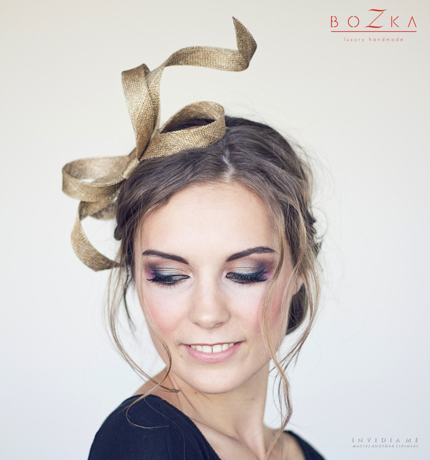Modern Fascinator Gold Fascinator Serpentine Shape Fascinator