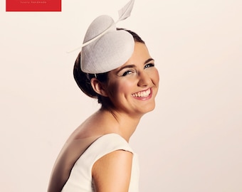 Bridal pill box hat in a shape of heart, small hat, heart with arrow