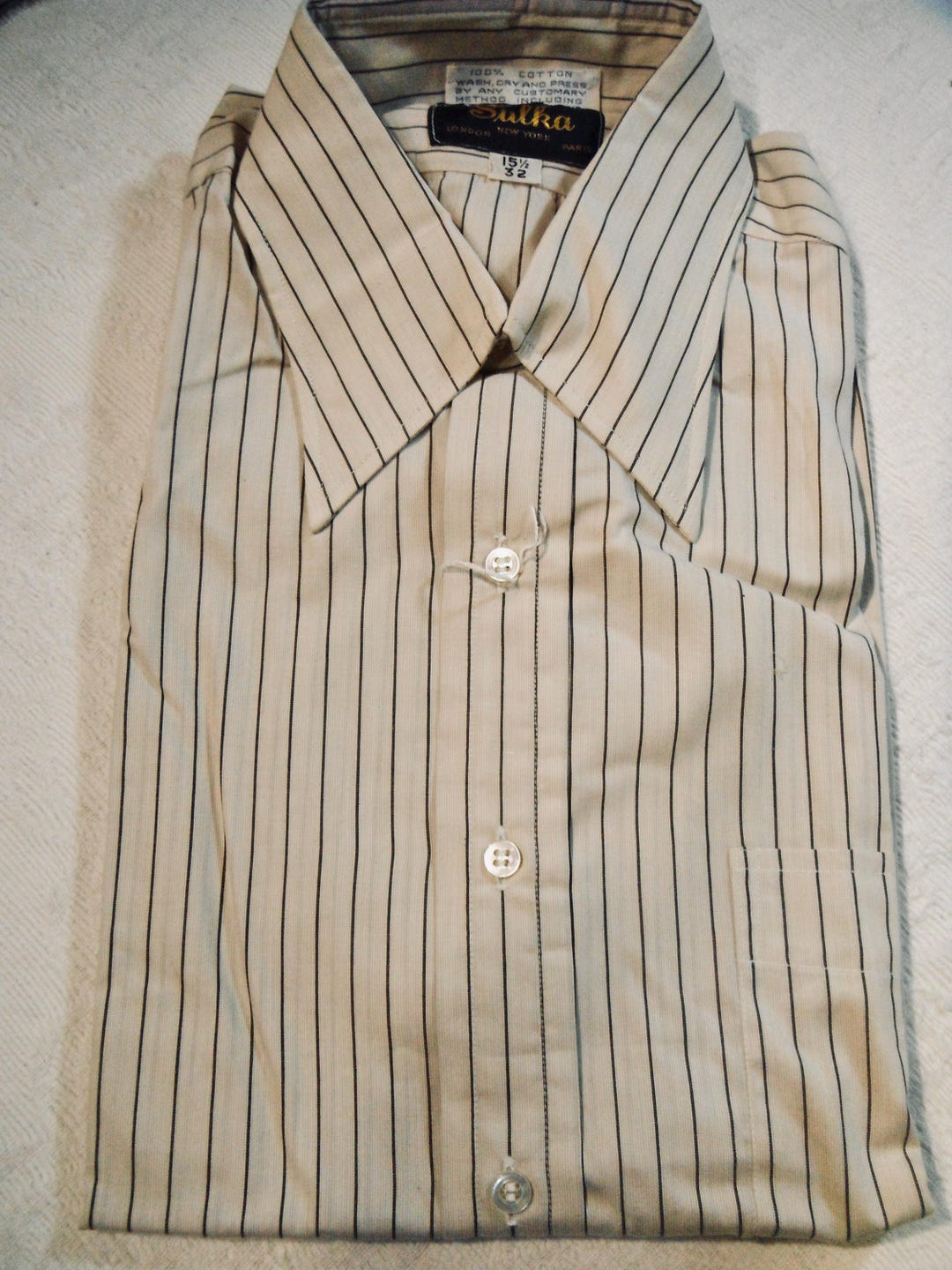 トップス 60s A.Sulka & Company Bespoke Shirt 60s 1964 A.Sulka & Company BESPOKE SILK DRESS SHIRT with
