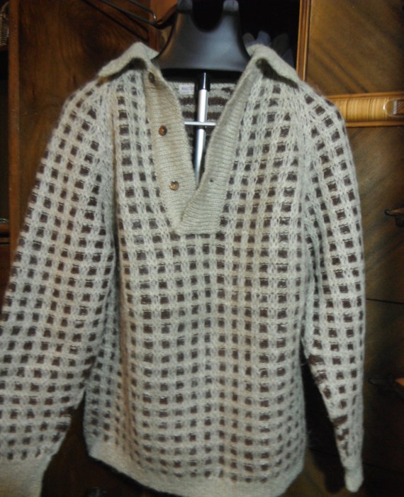 Brown & tan mohair sweater