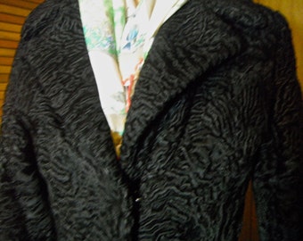 Vintage getailleerde jas van Perzisch lam over de hele lengte