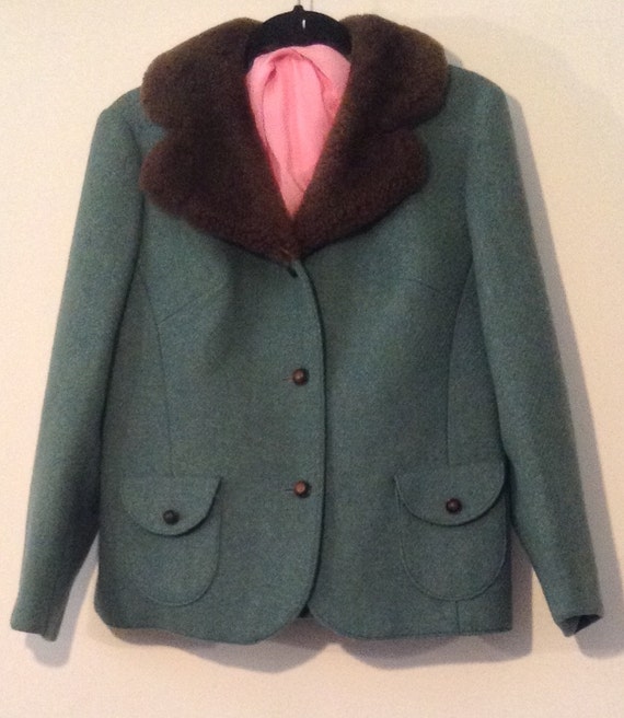 Vintage Wool Jacket w/ Faux Fur Collar