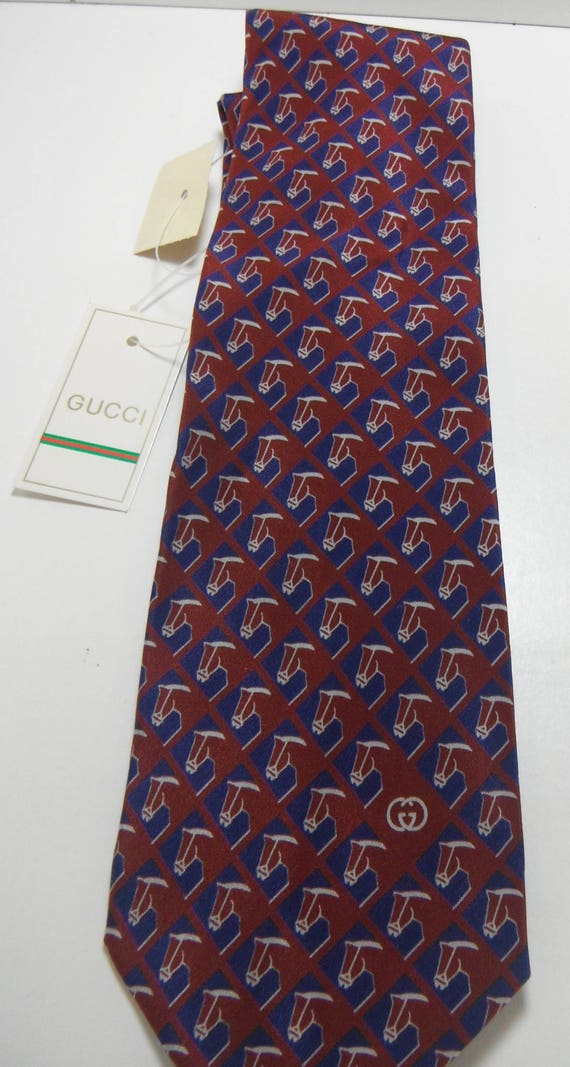 【新品】VINTAGE GUCCI TIE Brown/Blue Tie Vintage Gucci Necktie - Etsy