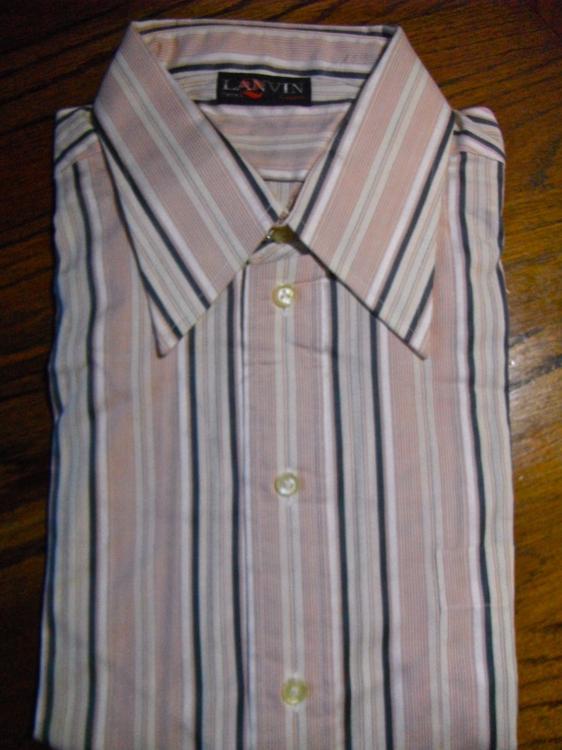 Vintage Lanvin Gray & Pink Striped Shirt image 1