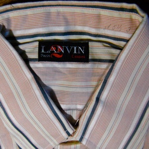 Vintage Lanvin Gray & Pink Striped Shirt image 3