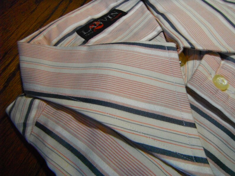 Vintage Lanvin Gray & Pink Striped Shirt image 2