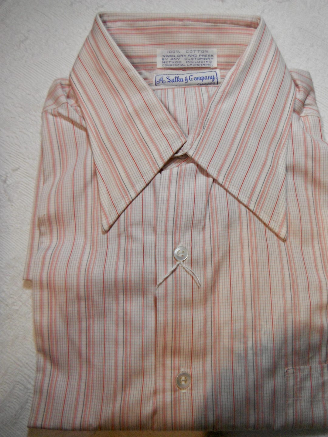 トップス 60s A.Sulka & Company Bespoke Shirt 60s 1964 A.Sulka & Company BESPOKE SILK DRESS SHIRT with