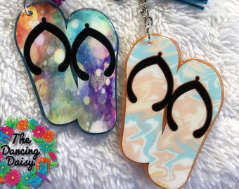 Pair of flip flops acrylic keychain