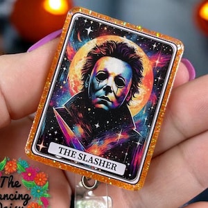 THE SLASHER - Michael Myers Halloween Tarot Card -  badge reel