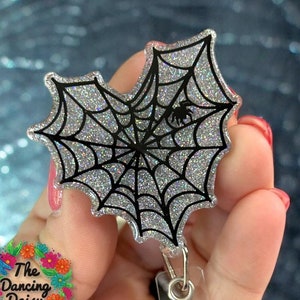 Spider Web Heart - custom Halloween badge reel