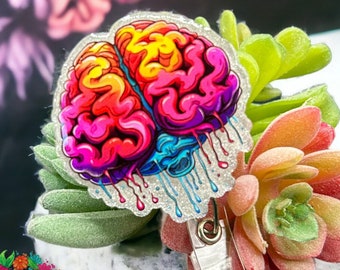 ANATOMICAL BRAIN - rainbow 2   - Badge Reel - NEUROLOGY