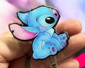 STITCH SITTING DOWN -  badge reel