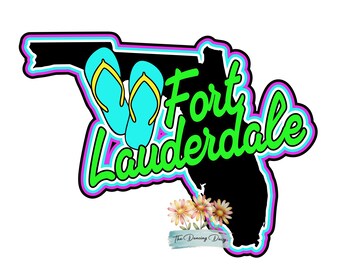 Fort Lauderdale Scrapbook Title: Florida cruise port spring break, flip flops Die Cut Embellishment