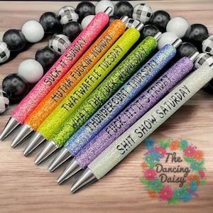 2023 Funny Pens Daily Pen Set, Glitter Pen Set, Dirty Cuss Word Pens For  Each Day Of The Week